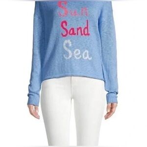 Lilly Pulitzer Blue Sweater with Sun Sand Sea Design NEW Size Large